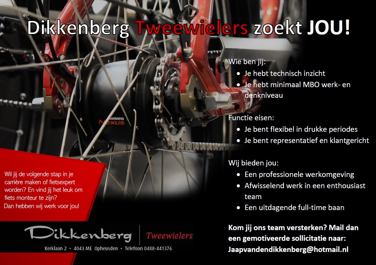 Vacature fietsmonteur 
